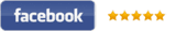 Facebook logo with five gold stars beside it