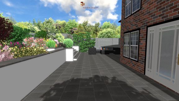 3D large garden design & pool