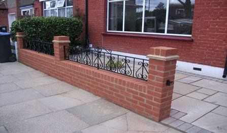 front garden brick wall with railings & gate front garden brick wall with railings & gate