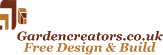 A logo for gardencreators.co.uk free design and build