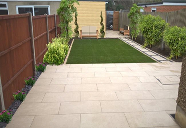 Garden patio and grass