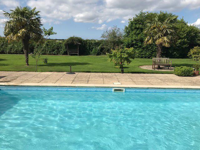 landscaping around pool