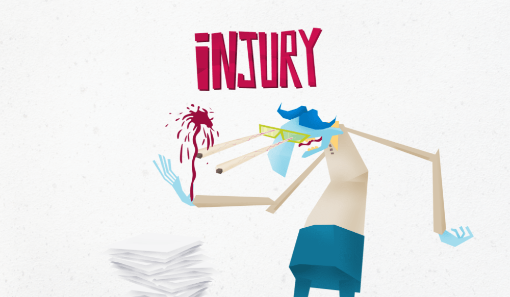 An illustrated character with an injury