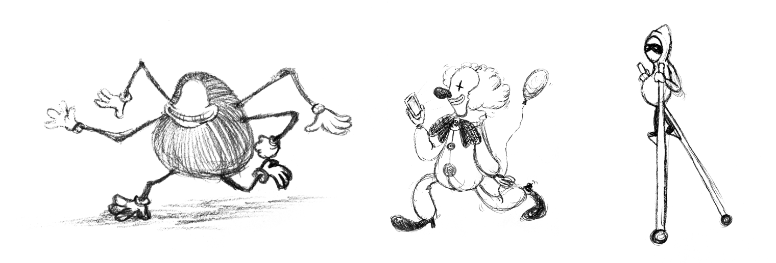 Pencil drawing of AGL characters
