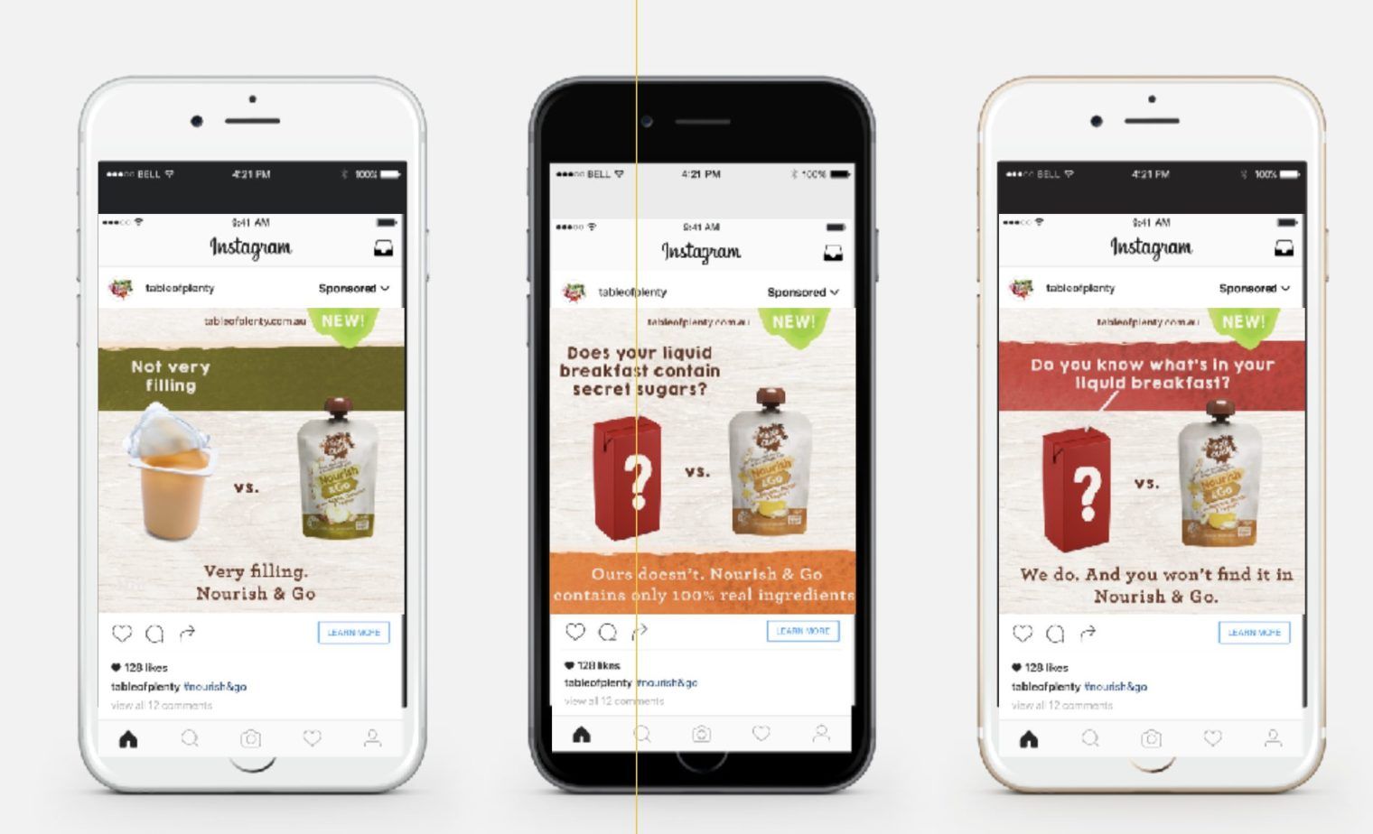 Table of Plenty Instagram ads screenshots