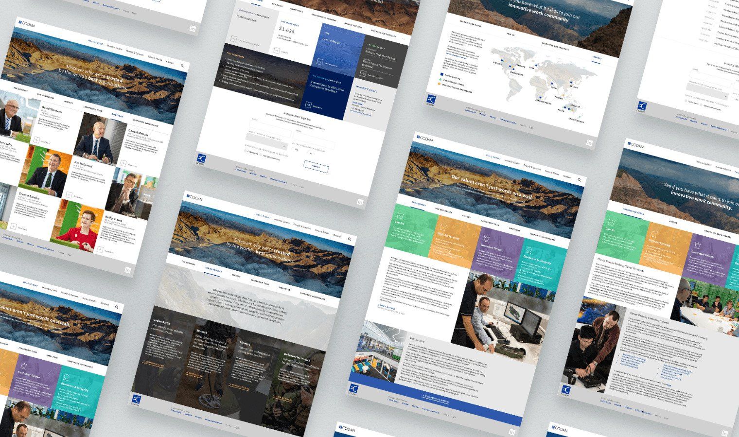 A collage of website pages