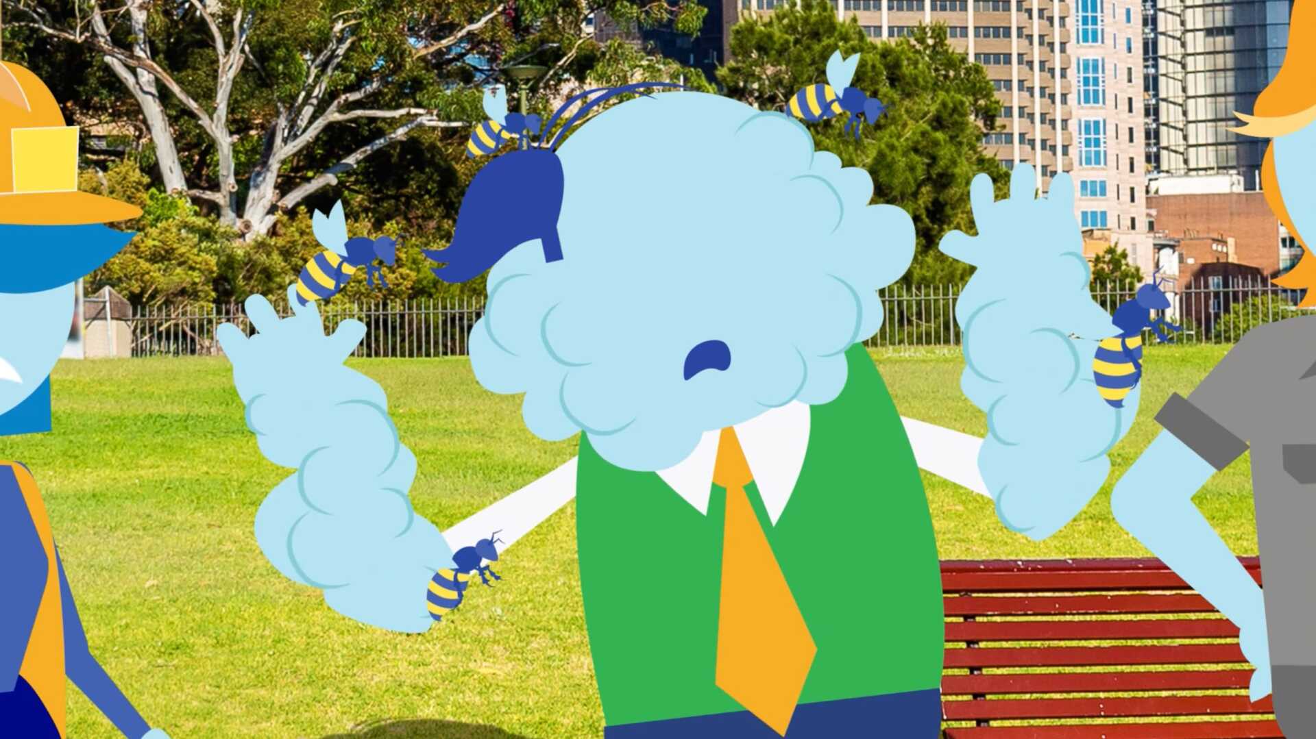 AGL illustrated characters outdoors