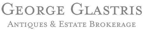 The logo for george glastris antiques & estate brokerage