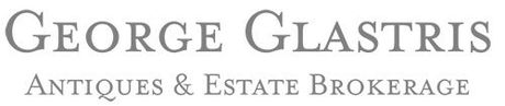 The logo for george glastris antiques & estate brokerage