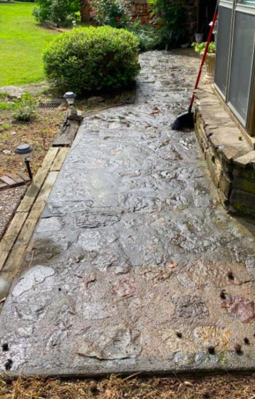 walkway power washing before
