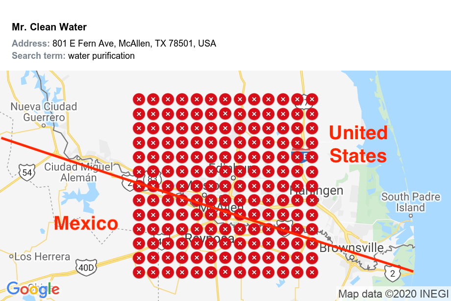 A map of mexico and the united states with seo rankings