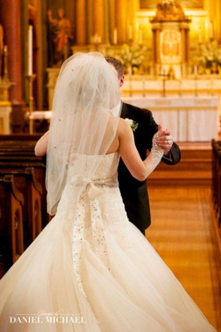 Happy Bride and Groom Dancing Together