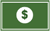 Green rectangle with a white dollar sign in the center.