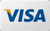 Visa logo, blue wordmark on a white background.