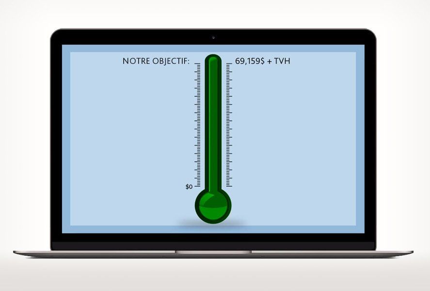 Illustration d’un thermomètre plein vue sur l’écran d’un ordinateur portable.