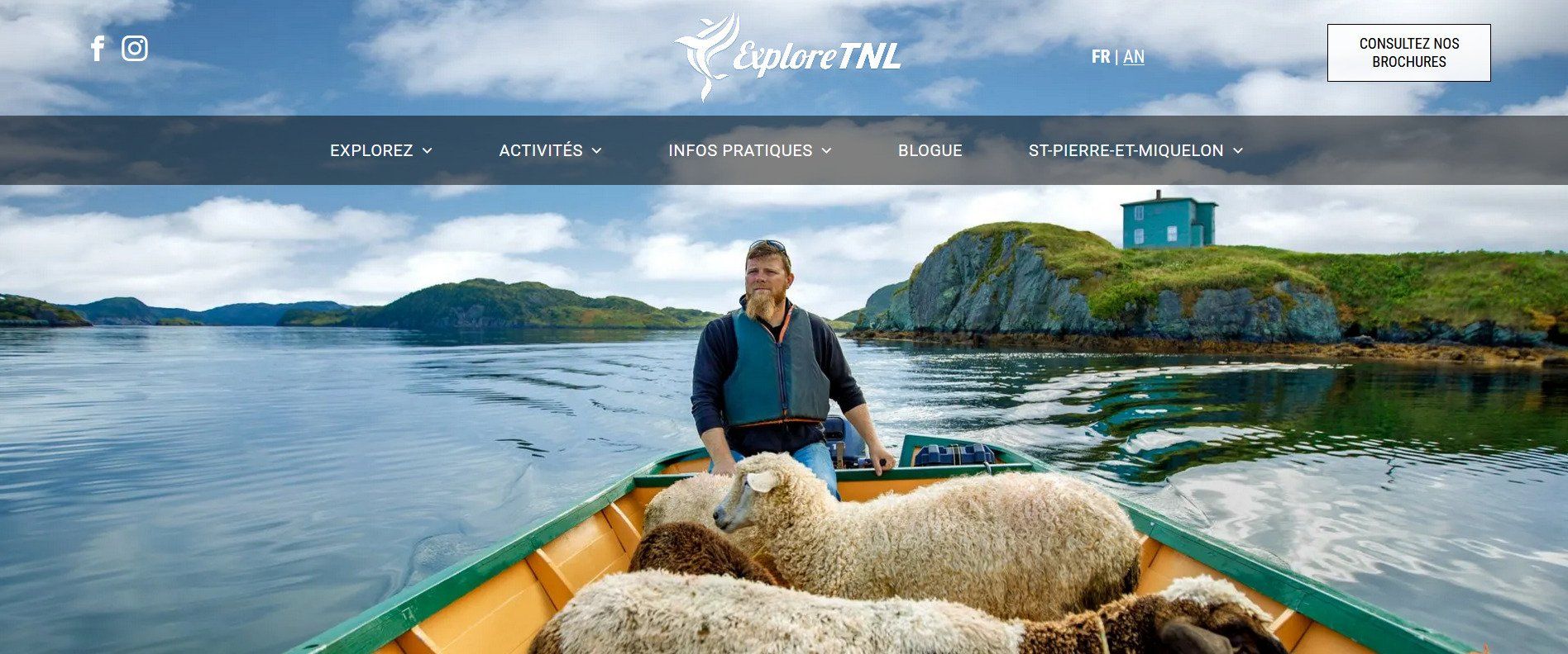 Aperçu de l'interface du site ExploreTNL.ca.