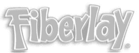 A white logo for fiberlay on a white background