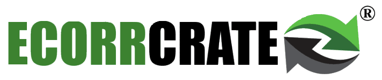 The logo for ecorrcrate is green and black