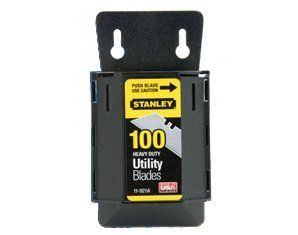 A box of 100 utility blades by stanley