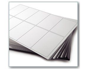 A stack of white labels on a white background