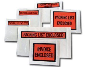 A bunch of packing list enclosed envelopes on a white background