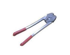 A pair of pliers with red handles on a white background.