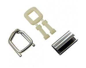A bunch of different types of metal objects on a white background