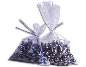 Two clear plastic bags filled with screws and balls