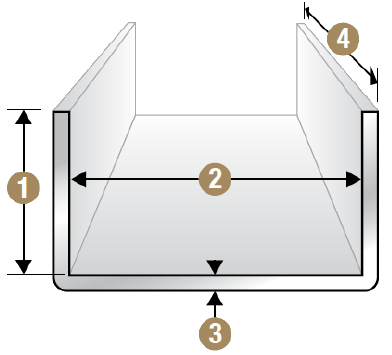 A drawing of a piece of metal with measurements on it.