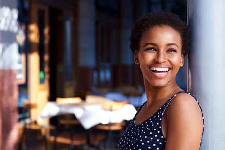 woman smiling and being happy