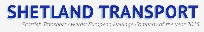 A blue and white logo for shetland transport