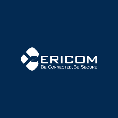 ERICOM logo on dark blue background with “Be Connected, Be Secure” tagline