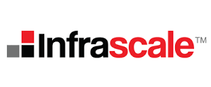 Infrascale logo in black and red with small gray and red squares