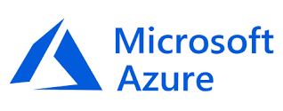 Microsoft Azure logo in blue with stylized triangular icon and text