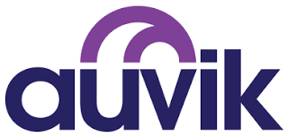 Auvik logo in purple and dark blue text on a white background