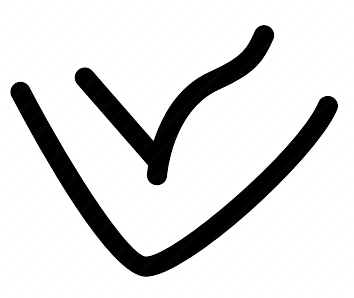 Black checkmark with a smaller check inside, drawn with thick brush strokes on a white background