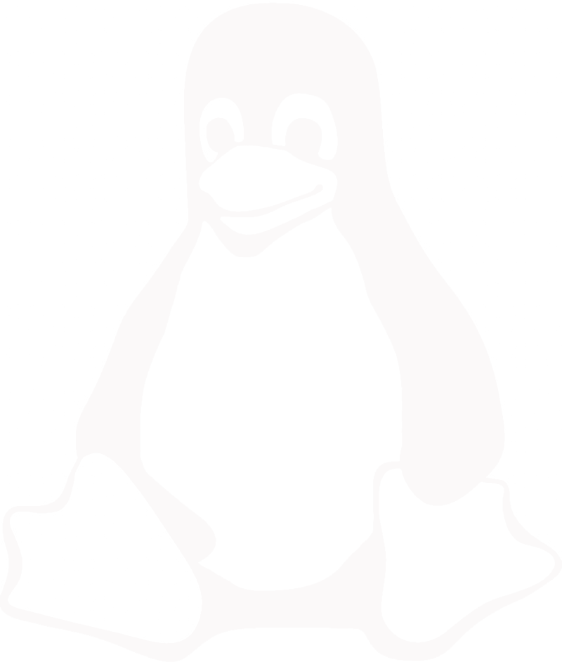 Faint outline of the Linux Tux penguin mascot on a white background