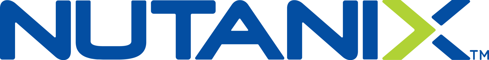 Nutanix logo in blue and gray with stylized angular lettering