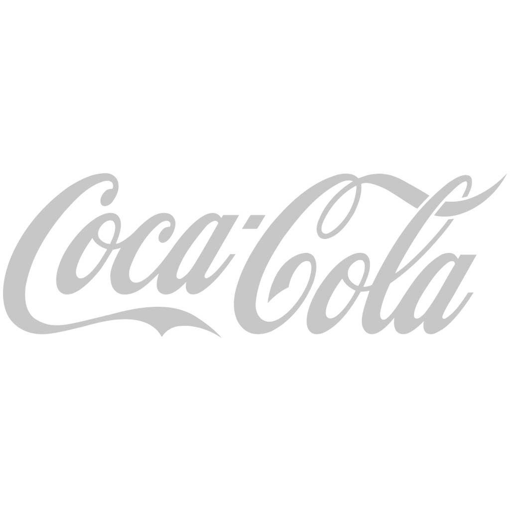 A coca cola logo is shown in a gray color on a white background.