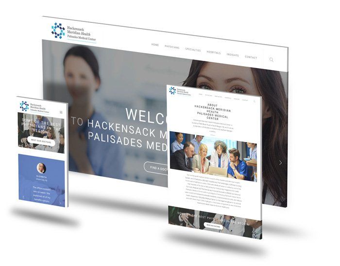 A website is displayed on a computer screen , tablet , and phone.