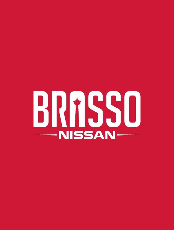 The brasso nissan logo is on a red background