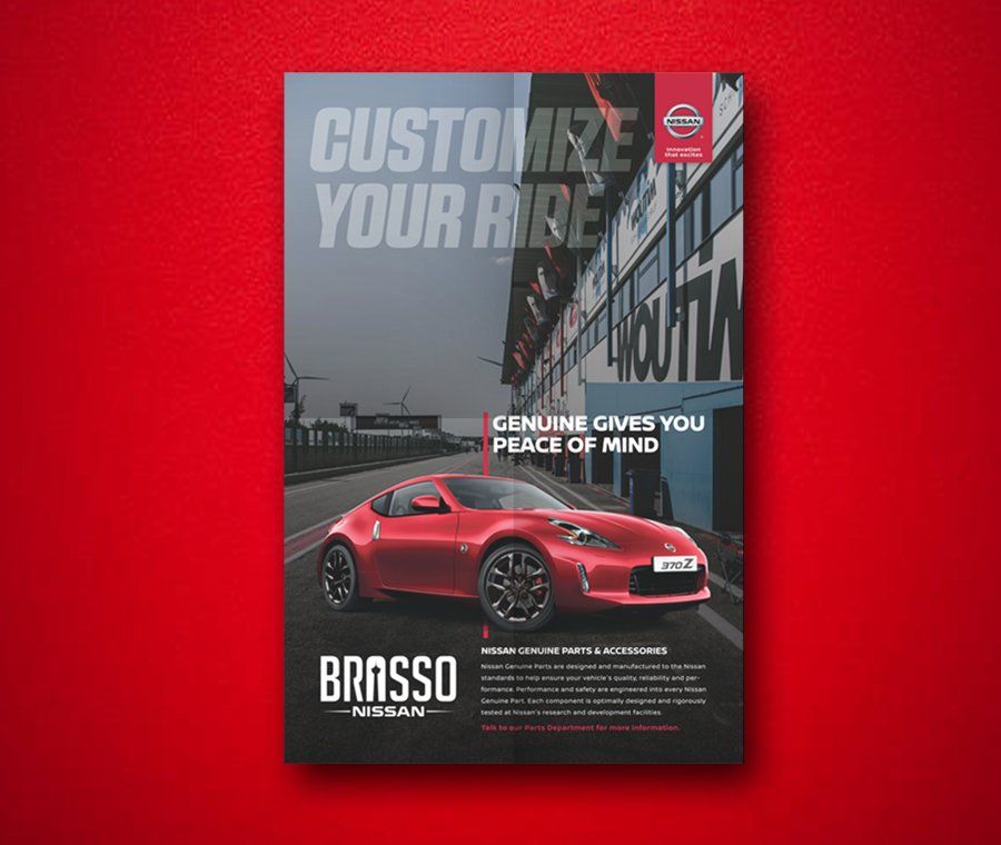 A red car is on the cover of a magazine.