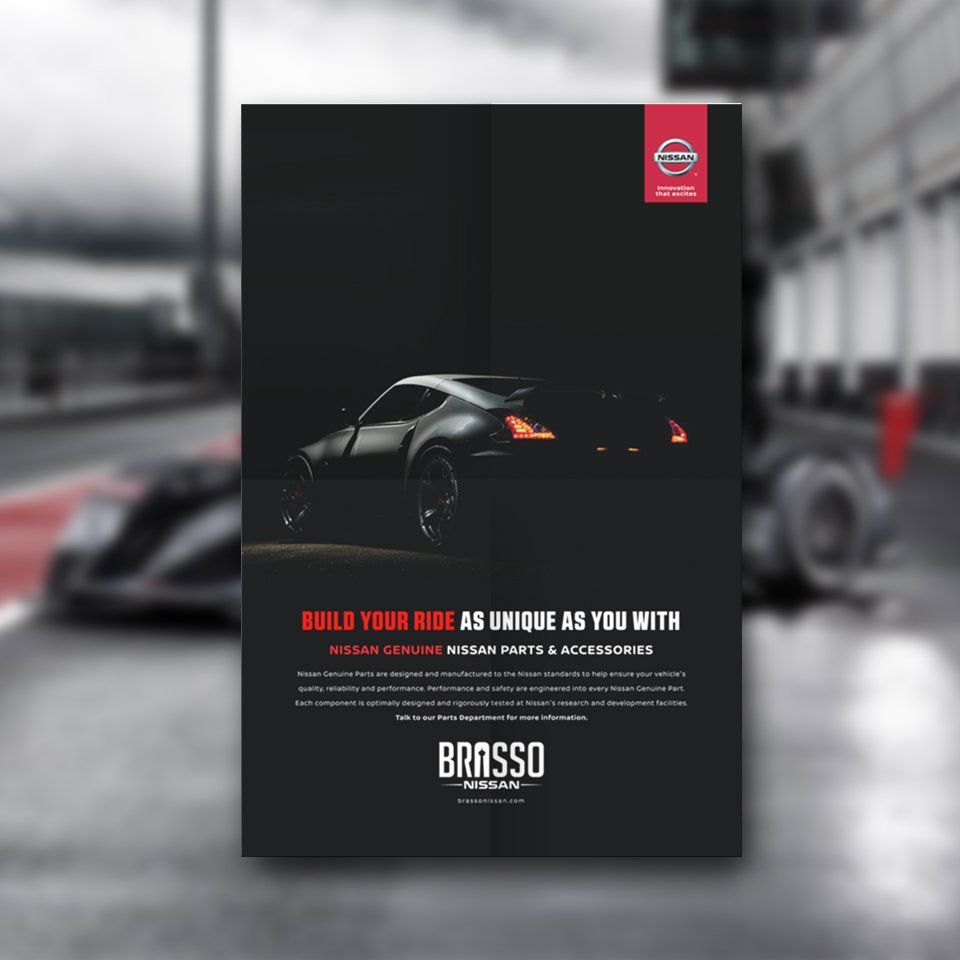 An advertisement for nissan parts and accessories shows a car