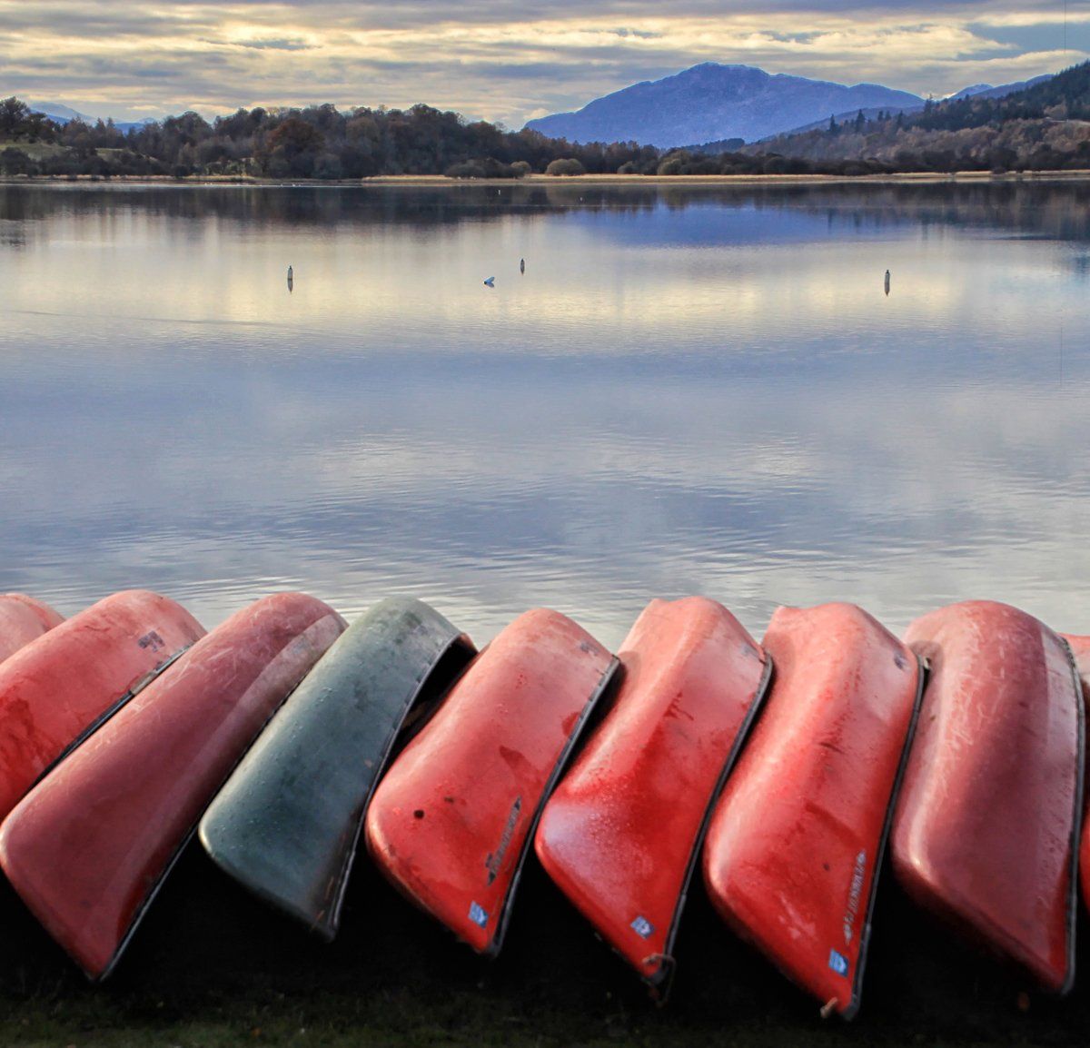 Canoes at Loch Insh
