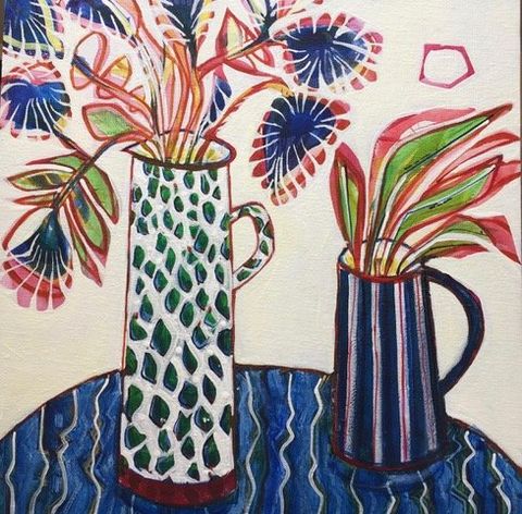 Flame Jug Striped Mug, Lesley Lockhart Flame Jug Striped Mug, Lesley Lockhart