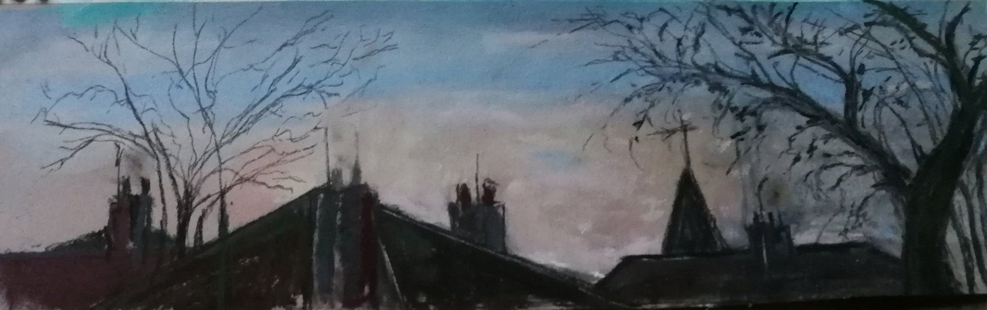 Across Ayr Roof Tops at Dawn - Nancye Cameron