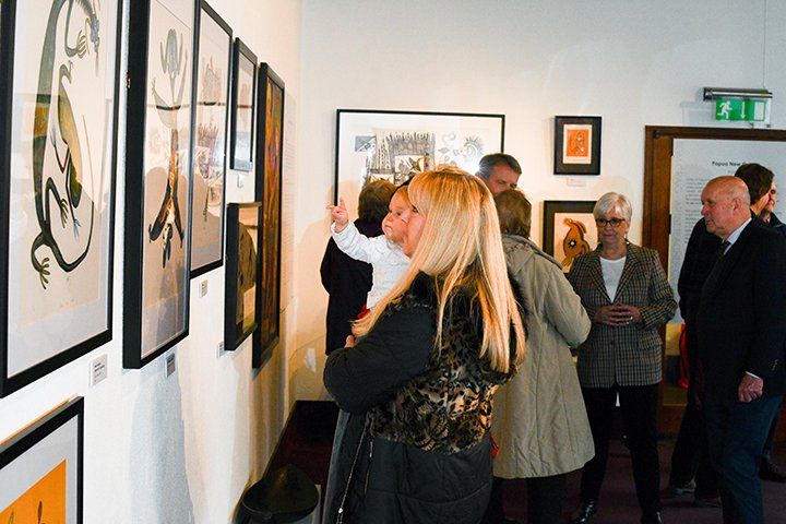 Admiring the exhibits
