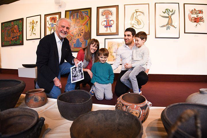 Tom with his family enjoying the exhibition