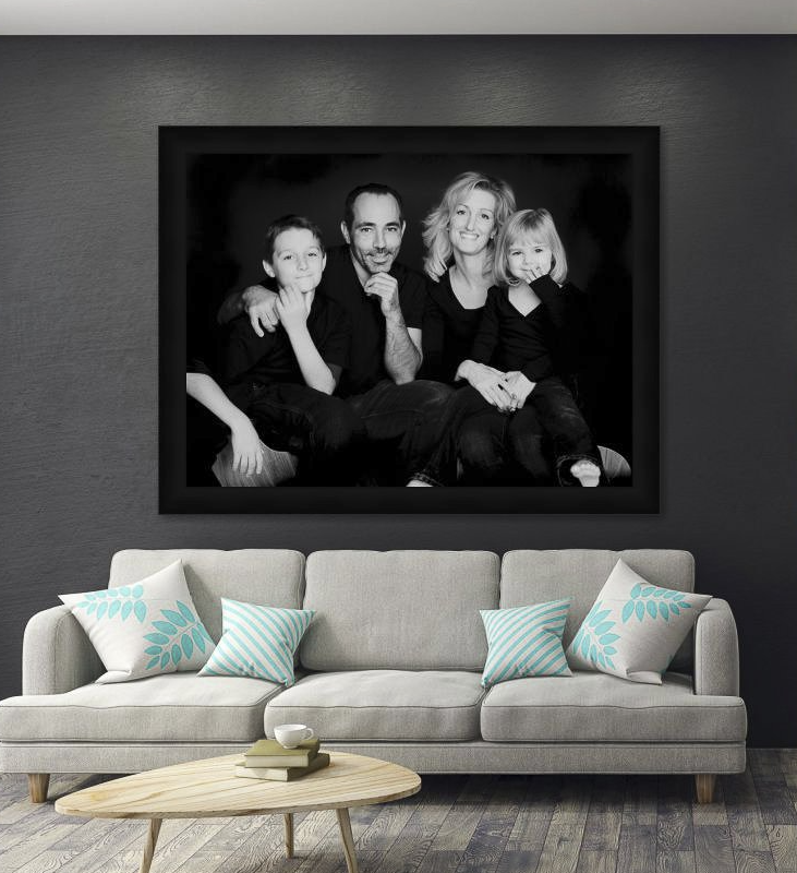 Framed Black and White Family Portrait