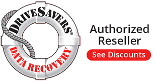 Logo for DriveSavers data recovery, featuring a life preserver design with text and a 
